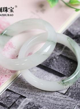 本命年真品新疆天山翠手镯昆仑翠天山翠飘翠手镯女款简约时尚大方