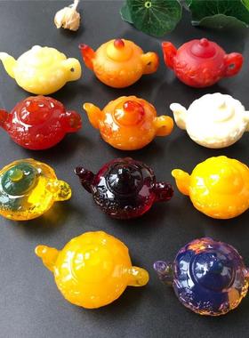 本命年琥珀蜜蜡把把壶变色蓝珀净水血珀鸡油黄摸牌打麻将把件饰礼