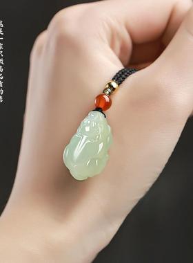 本命年和田玉貔貅吊坠男女冰晴水青玉皮丘白玉貔犰项链挂件貔恘挂