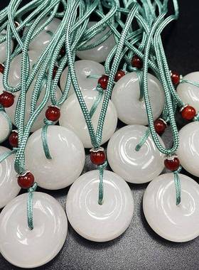 本命年新疆丝玉平安扣吊坠25m石英岩质玉平安环男女款白玉坠礼物