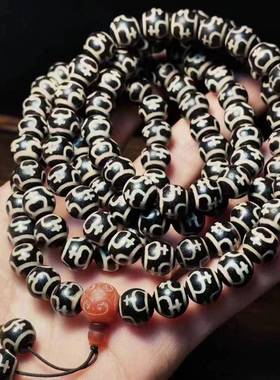 本命年老玛瑙黑白宝瓶天珠108佛珠念珠南瓜珠毛衣链一线玛瑙满天