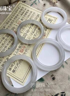 本命年保真玉石冰翠手镯水墨丹青玉镯冰灰色戈壁料女款玉手镯礼物