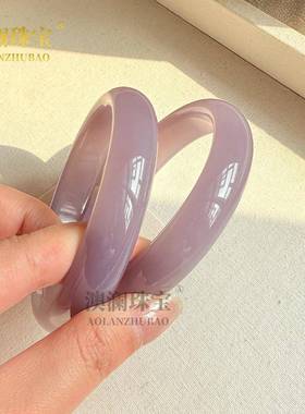 本命年翡翠紫色手镯外蒙料薰衣草紫手镯时尚女款手镯礼物