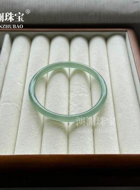 本命年细镯浅青色玉髓玛瑙叮当镯手镯细条汉风文艺气质汉风礼物