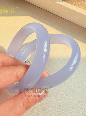 本命年外蒙料高冰种紫罗兰手镯玛瑙玉镯冰透满紫玛瑙玉髓手镯礼物