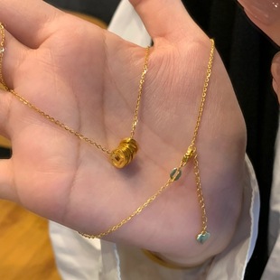 本命年S925纯银有钱花项链女钱套链中国风吊坠秀气古典锁骨链礼物