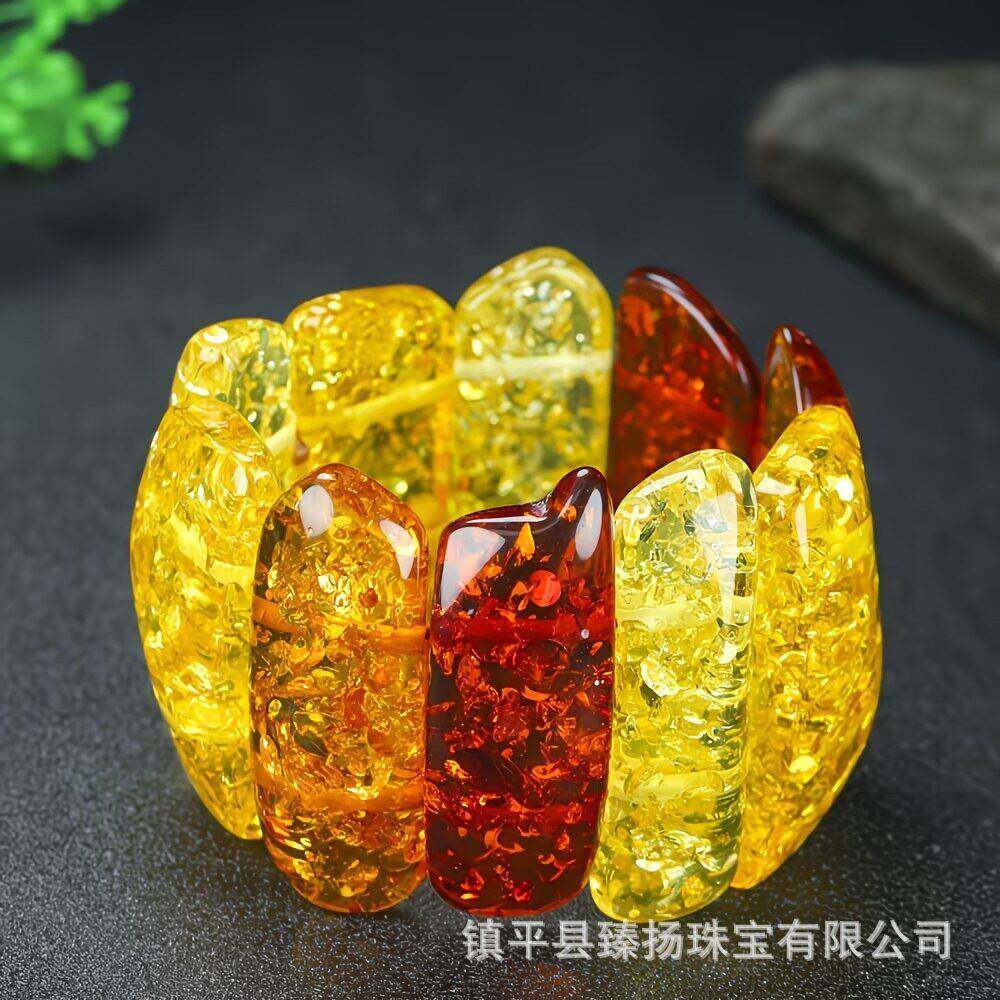 本命年琥珀蜜蜡花珀手链多手排多色手链手串女款情侣随型礼物