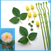 如意大丽花杆雪纱仿真玫瑰花杆DIY材料送花心花托 不含雪纱带