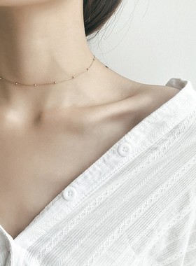 choker锁骨链纯影纤细合金