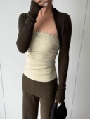 现货 撞色抹胸上衣修身 显瘦设计感 坎肩罩衫 两件套打底T恤女