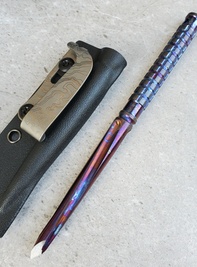 帐篷钉TC21钛合金手动铲刀多功能划厚玻璃瓷砖55HRC硬度K鞘钛腰夹