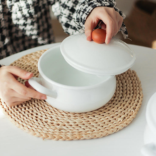 日本进口野田珐琅锅pochka搪瓷双耳带盖小汤锅煮面炖锅一人食家用