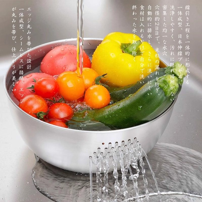 日本进口下村304不锈钢家用洗米盆洗菜盆料理盆水盆烘焙和面盆