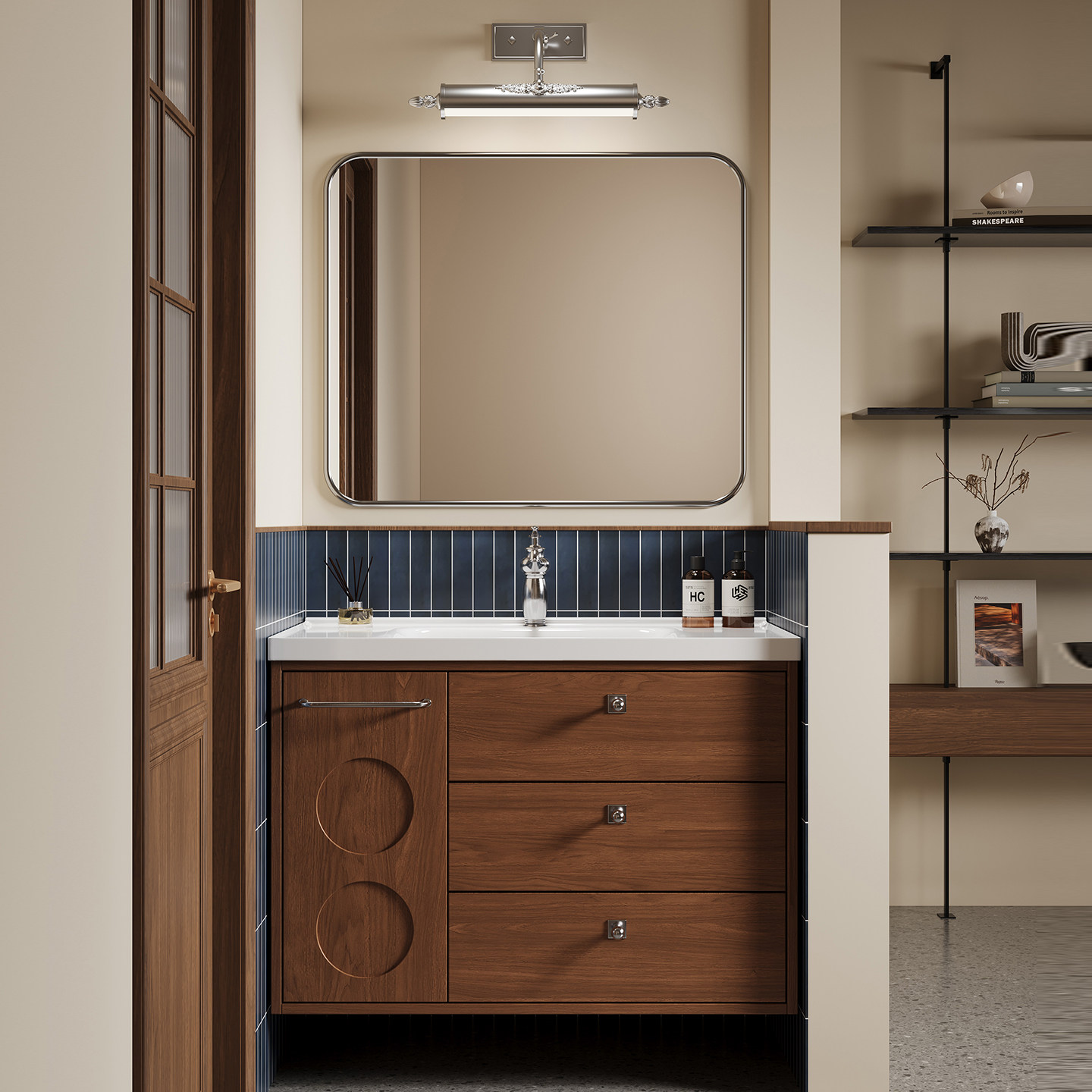 中古风拉篮浴室柜陶瓷一体盆组合橡木烤漆卫生间洗漱台洗手洗脸盆,家装主材,浴室柜组合,淘宝优惠券,粉丝福利购,淘宝优惠卷