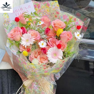 油画风莫奈花园艺术纸内衬油菜花雪梨纸鲜花包装牛皮纸印花背景纸