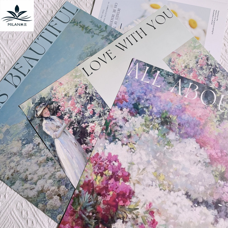 英伦风复古油画纸印花鲜花包装纸