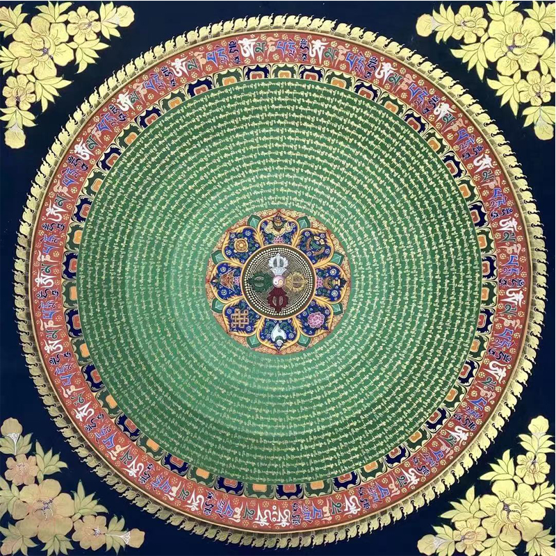 1米六字真言吉祥曼陀罗西藏唐卡