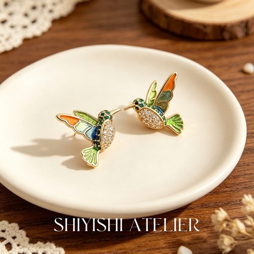 HummingGleam翠羽逐芳小众耳钉