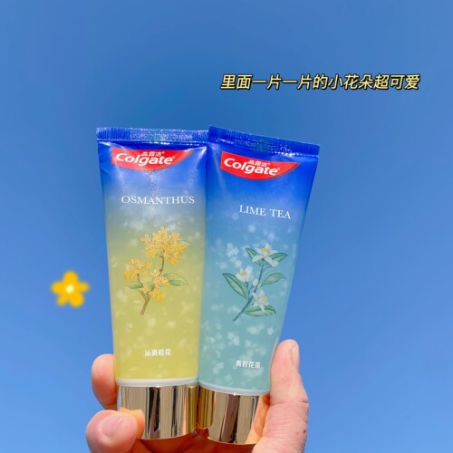 朵朵太阳花！高露洁野兽派联名冰爽牙膏桂花青柠牙膏清新口气含氟