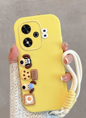 适用于华为荣耀畅玩50手机壳卡通可爱小狗jdy一an00立体创意玩畅5o新款全包防摔手绳保护套软壳女超萌黄色