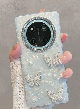 适用于华为荣耀x60pro手机壳半透明brp一an00新款女honor60xpro小清新立体蝴蝶brpan00高级感防摔手链保护套