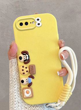 适用苹果8plus手机壳iphone7p卡通小狗a1661可爱ip七立体八splus创意ip7rplus新款全包防摔手绳保护套软壳女