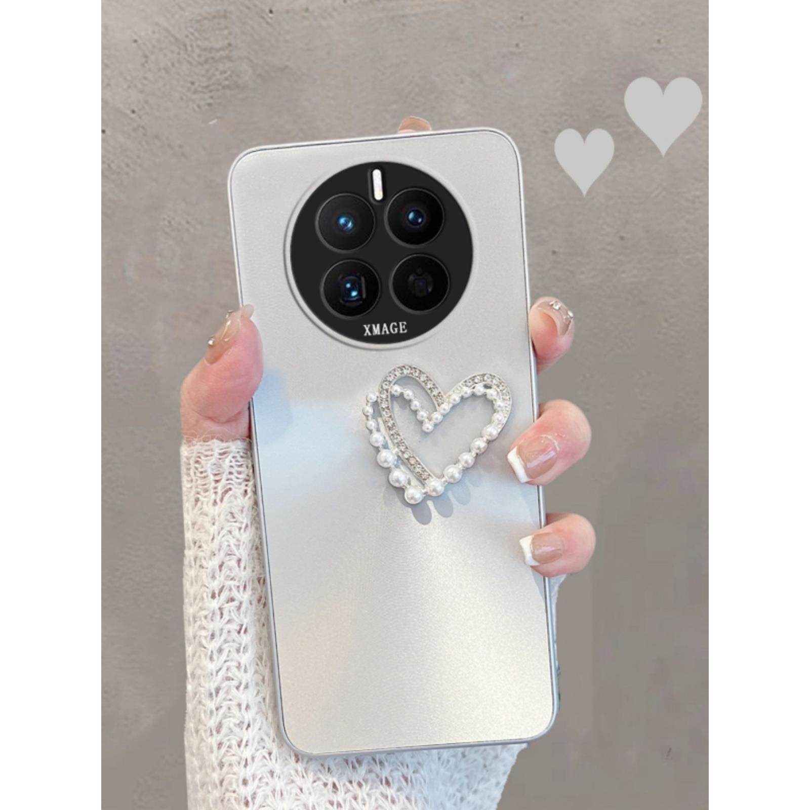 适用于华为mate50手机壳m50pro新款mt50e极光mata5o简约mete爱心meta创意mte五零por女全包防摔手链保护套