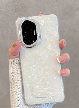 适用于华为荣耀300手机壳honor300pro透明贝壳纹保护套amm一an00新款网红ins风ultra三百简约女全包防摔手链