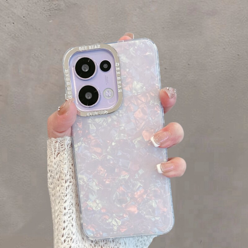 适用于opporeno13手机壳0pp0reno13pro透明贝壳纹pkm110新款网红ins风简约女珍珠挂绳手链全包防摔保护套