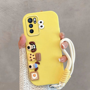 适用于opporeno6手机壳0pp0reno6pro5g卡通小狗peqm00可爱pepm00全包防摔手绳保护套opreno65g创意新款软壳女