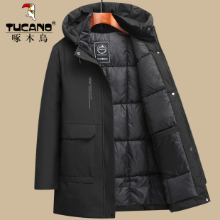 啄木鸟男装中年男士爸爸棉衣男加厚中长款休闲棉服中老年保暖外套