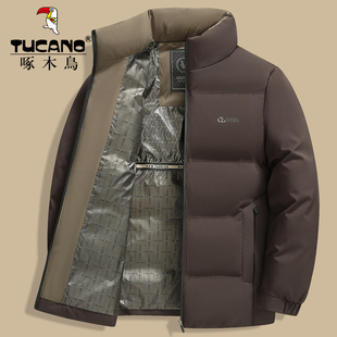 棉衣 外套中老年棉服棉袄爸爸立领加厚保暖短款 啄木鸟冬季 中年男士