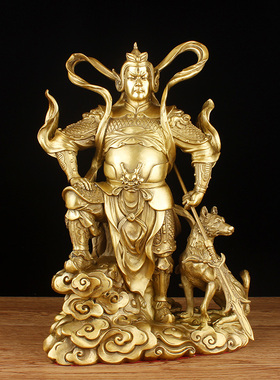 黄铜二郎神铜像家居客厅佛堂摆件