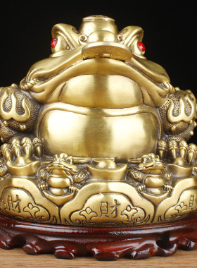 纯铜金蟾纳财三脚蟾蜍客厅摆件铜蟾蜍三足金蟾家居工艺品开业礼品