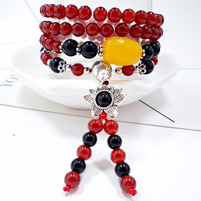 玛瑙花朵串珠情侣饰品水晶手链