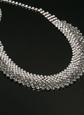 高级感渐变灰宴会项链新娘项链