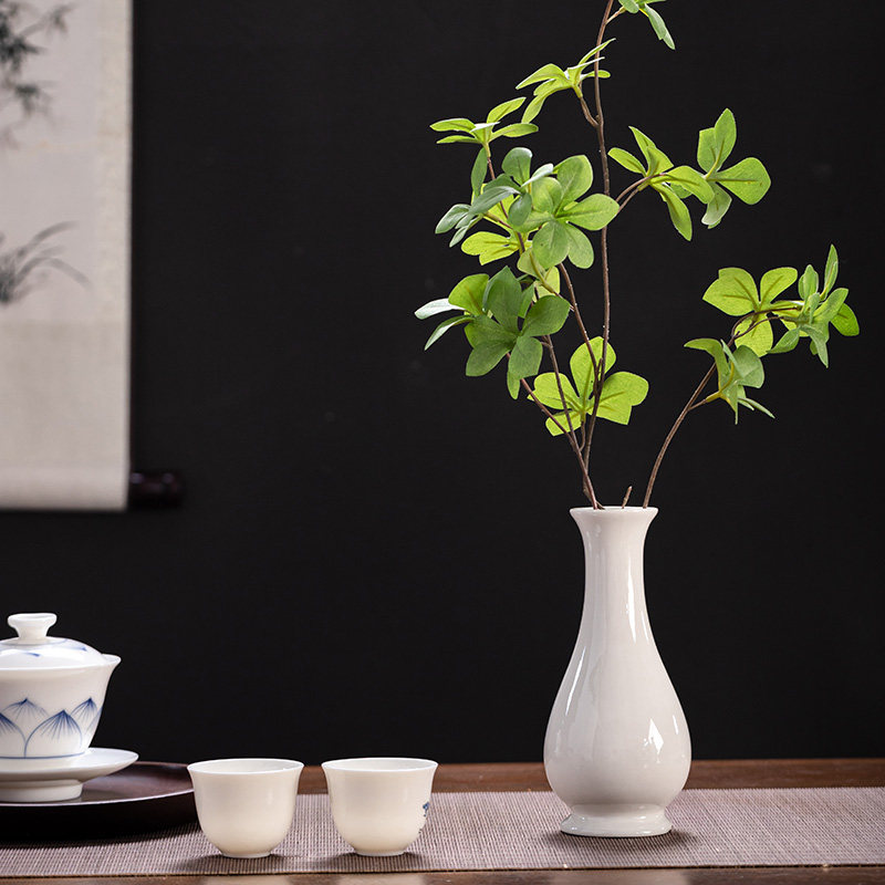 白瓷玉净瓶茶道梅花插花器家居摆件陶瓷小花瓶观音瓶供佛禅意花瓶