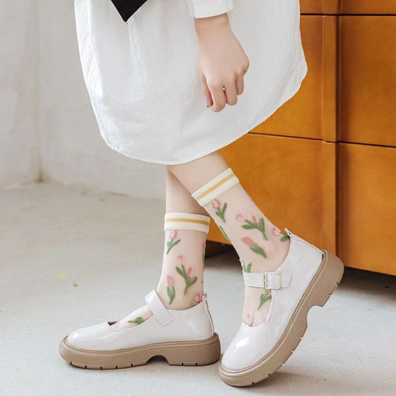 袜子女网红美腿高筒水晶袜夏季