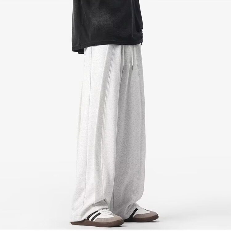 慵懒日系宽松解构弯刀休闲裤男美式拼接原宿简约运动休闲阔腿卫裤