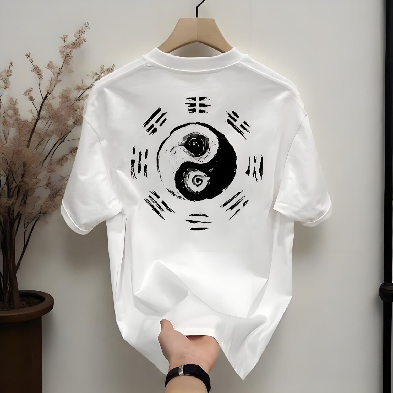 新款中式乾坤八卦阴阳短袖t恤男