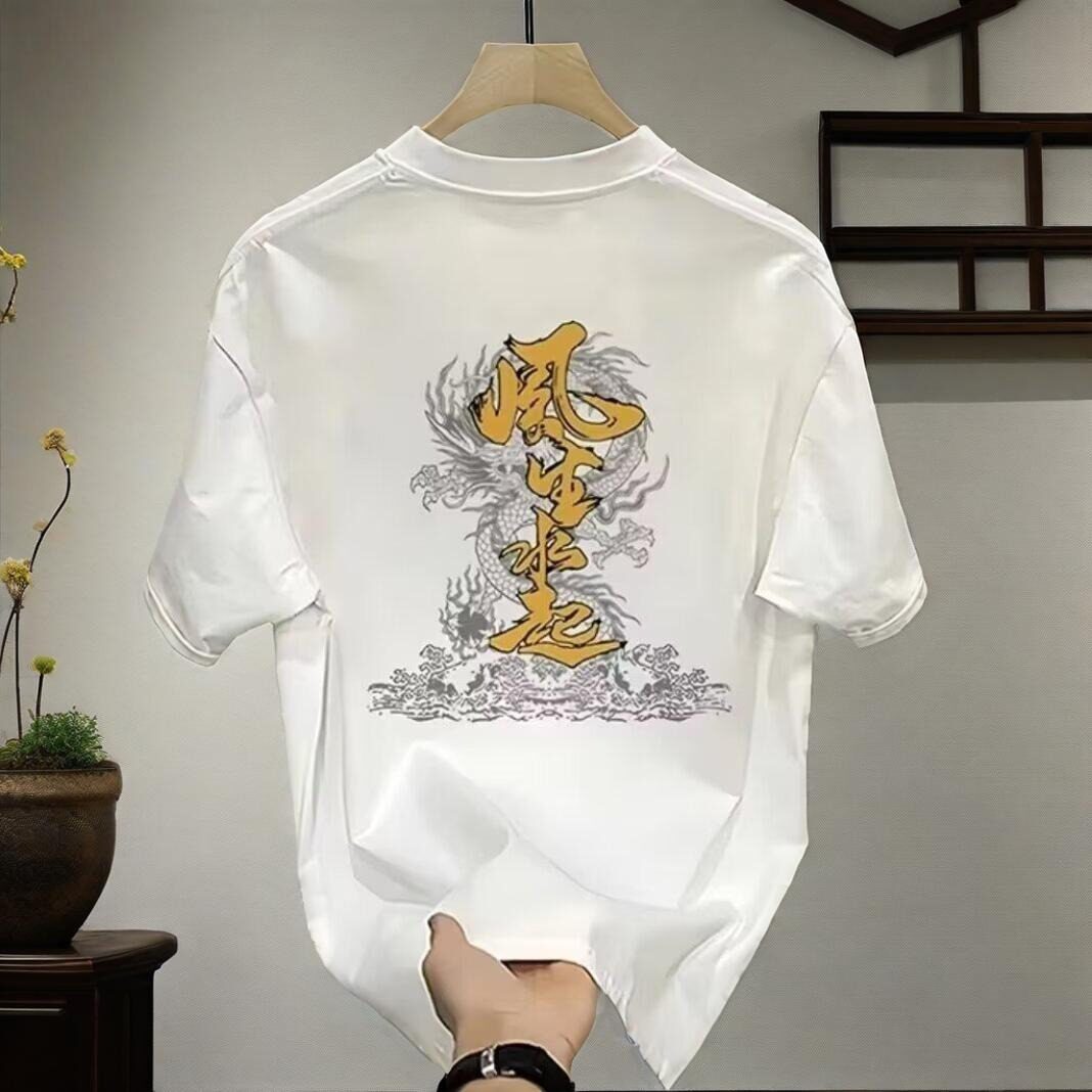 国风潮牌今年风生水起印花短袖t恤青年夏季纯棉中式文字痞帅上衣