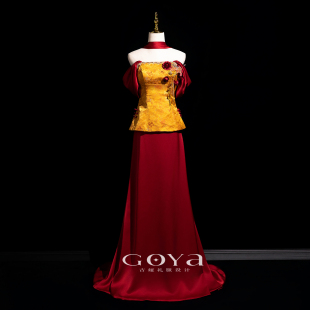 新中式 订婚结婚晨袍礼服红色绝美晚礼服女高端 敬酒服新娘2025新款