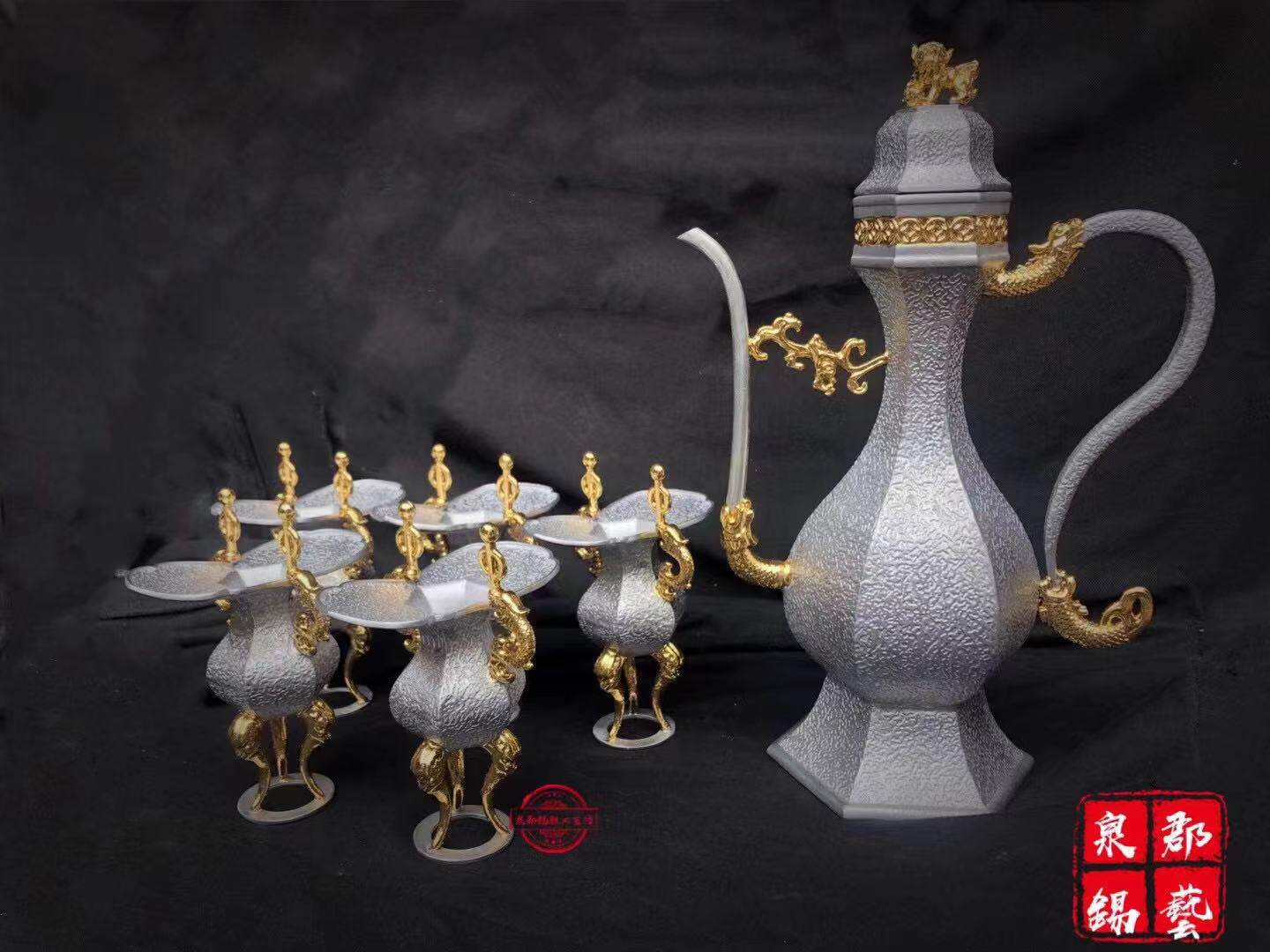 锡器五供锡酒壶酒杯礼爵杯一壶三杯五杯神前供佛具用品(不包邮)