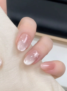 【白昼星光】裸粉星星手工猫眼穿戴甲女短款显白温柔日常成品美甲