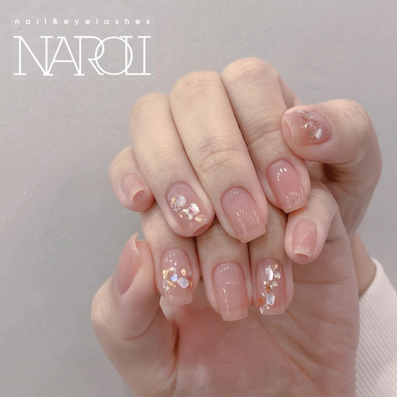 手工裸色贝壳美甲成品穿戴式2023年流行网红爆款新娘结婚穿戴甲