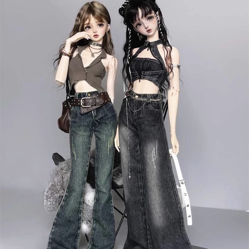(Kaka Planet) BJD baby clothes 3 points 4 points Denim series Retro washable wide-leg jeans