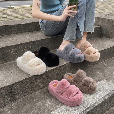 2025秋冬新款超火增高毛毛拖鞋