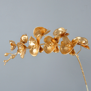 轻奢7头9头镂空蝴蝶兰金色礼堂布置装饰福桶年宵花插花材花瓶摆件