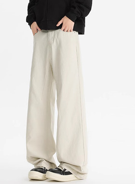 DL brand春夏cleanfit白色休闲裤男女百搭显瘦直筒长裤潮流