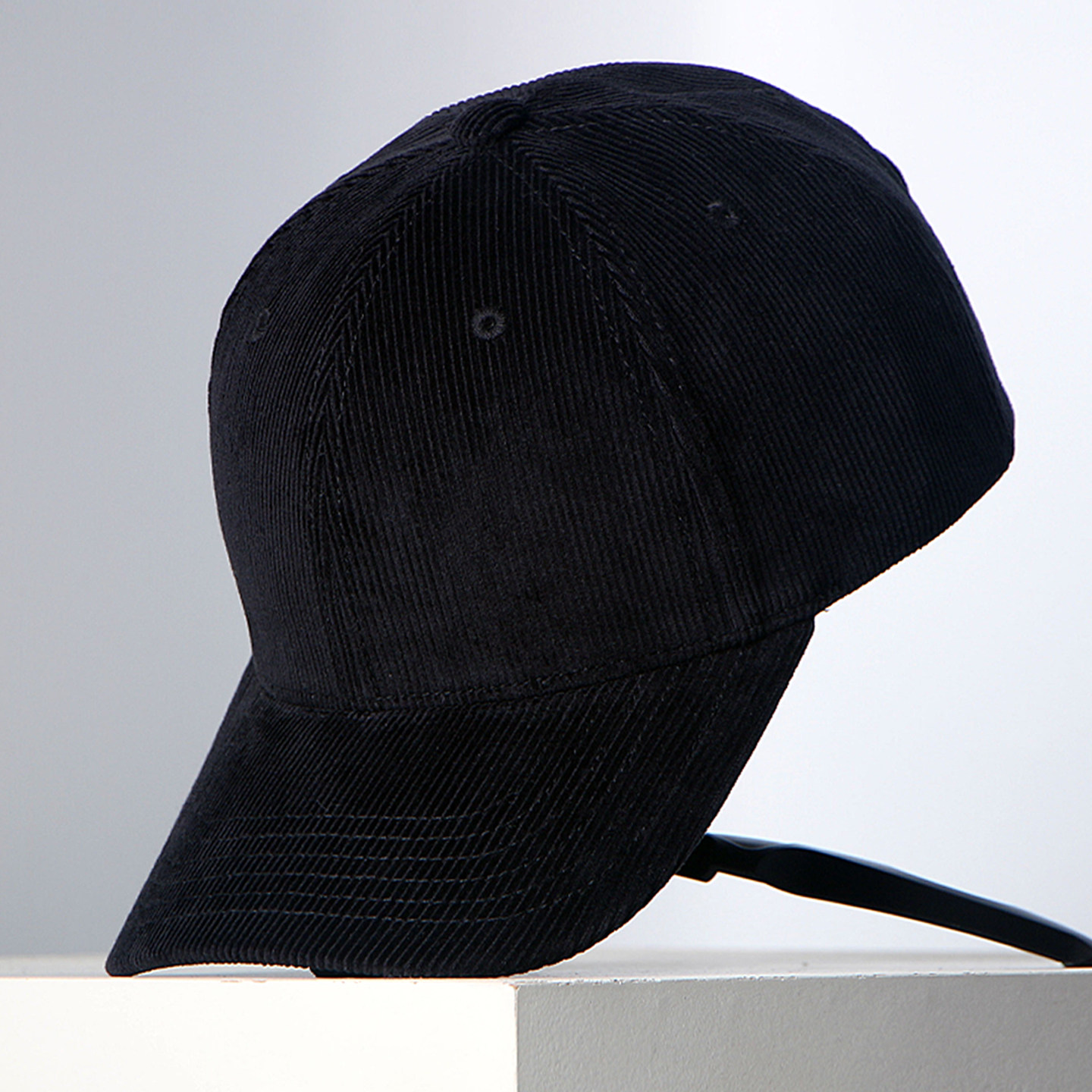 秋冬新款全棉灯芯绒帽子男女款棒球帽硬顶有型纯色光板简约鸭舌帽